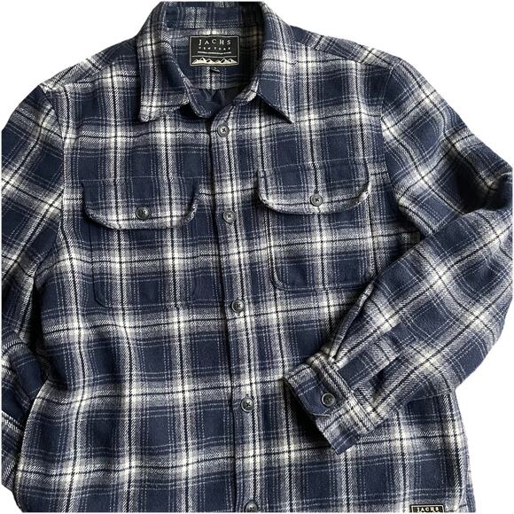 Jachs Plaid Flannel Quilted Lining Shacket Wool Blend Western Country - Picture 7 of 7